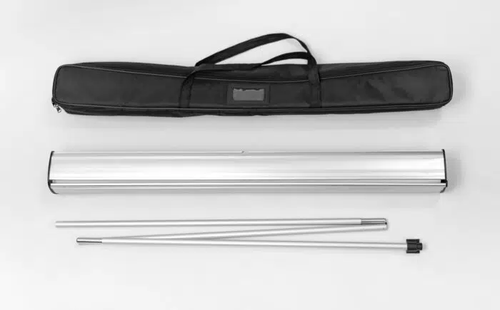Kit de roll-up standard avec support aluminium, mât démontable et housse de transport