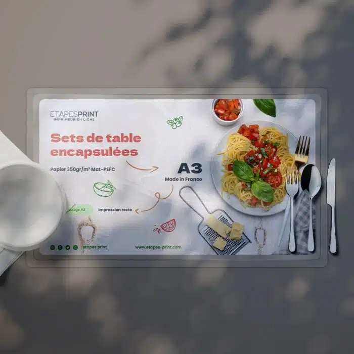 Imprimerie en ligne : set de table encapsulé