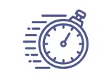 Gagnez du temps grâce à l’automatisation et aux outils Web to Print Icône d’un chronomètre en mouvement représentant le gain de temps
